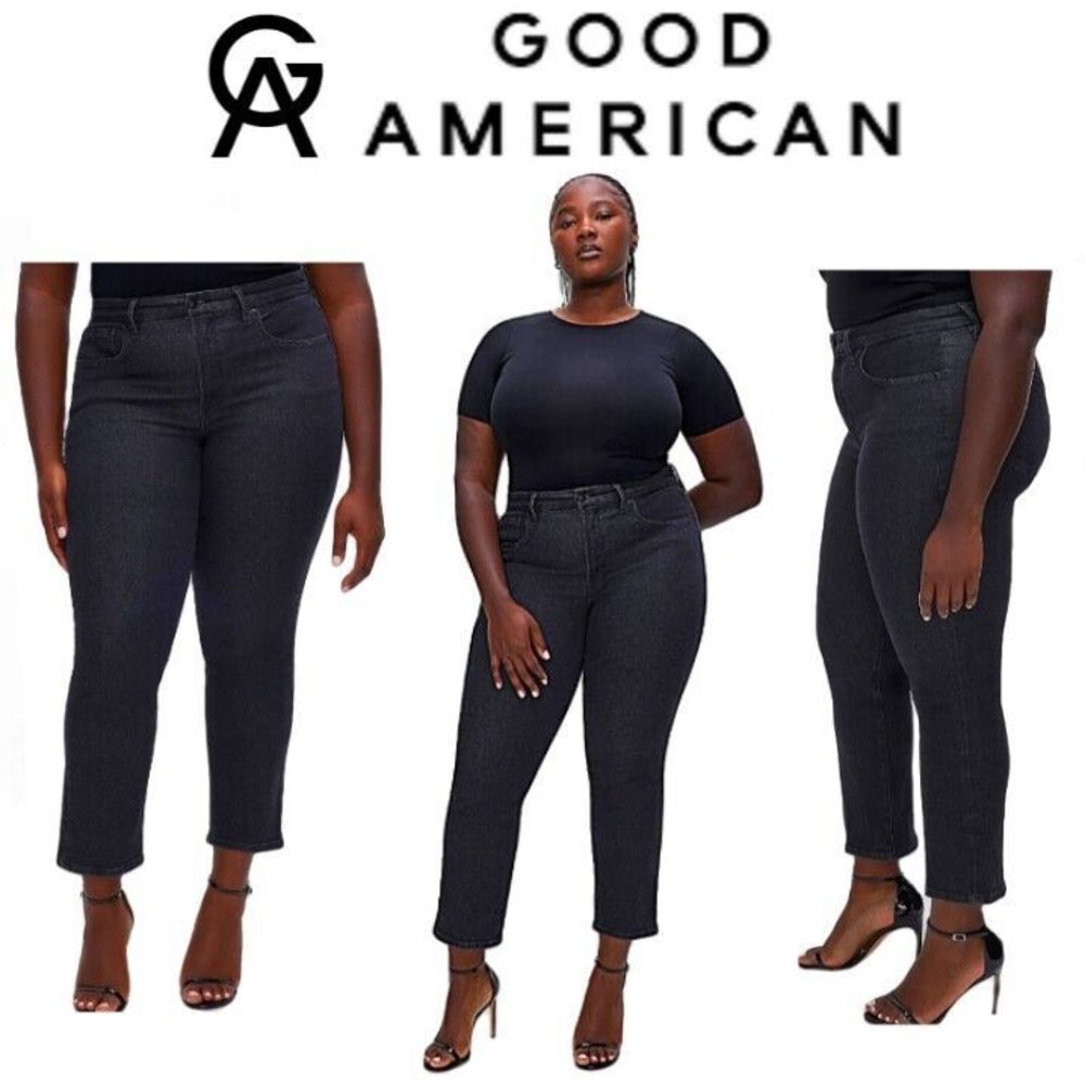 NWT Good American Sz16 Black Good Legs High Rise Skinny Jean